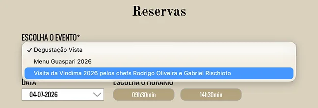 Escolha a experiência da sua preferência